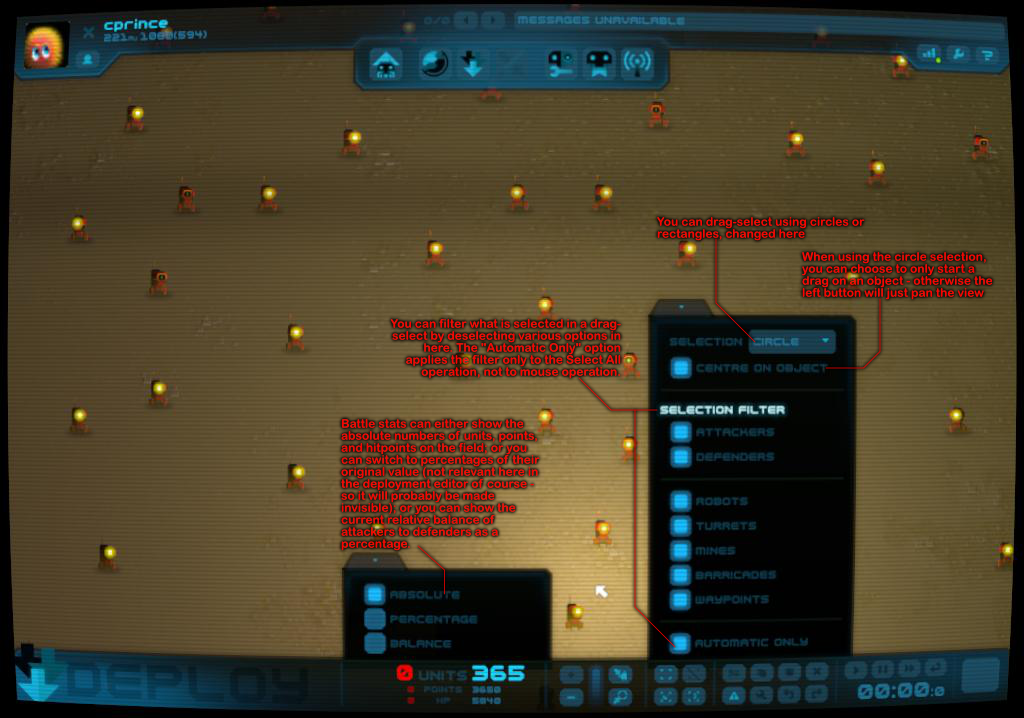 Description of various UI elements in deployment editor